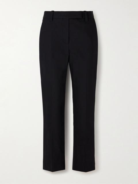 Brunello Cucinelli Pleated stretch-cotton twill tapered pants Black