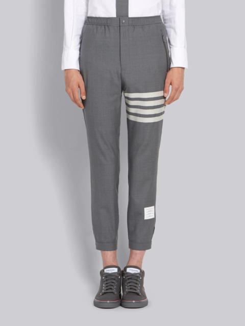 Medium Grey Plain Weave Suiting Snap Front Track Trouser