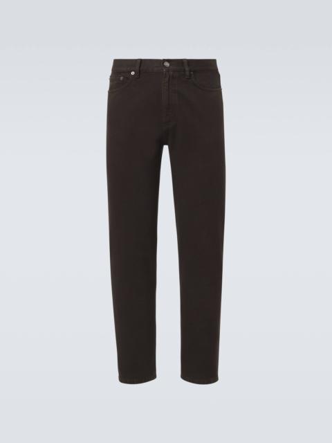 ZEGNA Leather-trimmed cotton straight pants