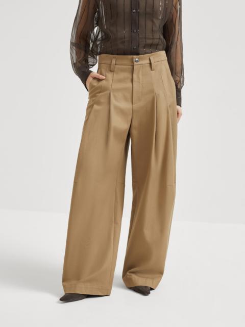Brunello Cucinelli Dyed denim five-pocket baggy trousers with monili