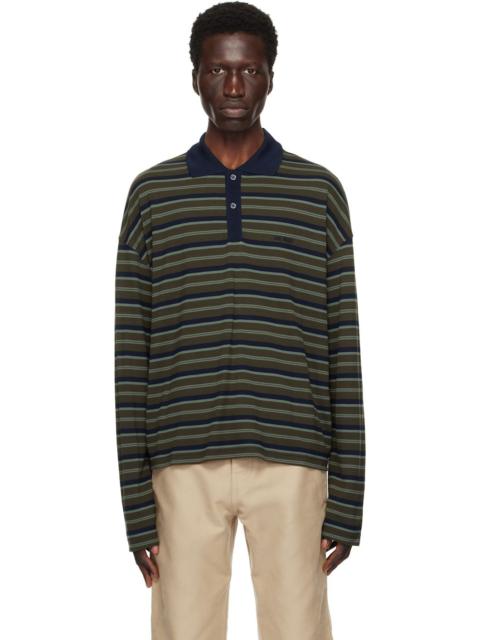AMI Paris striped lyocell polo shirt