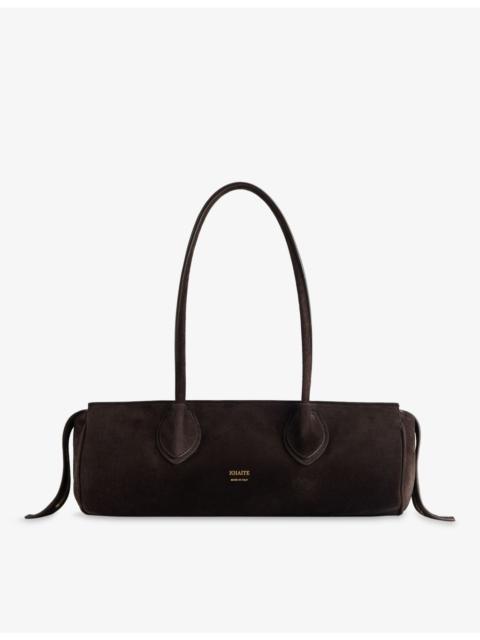 KHAITE Donna Foil-Print Logo Leather Shoulder Bag