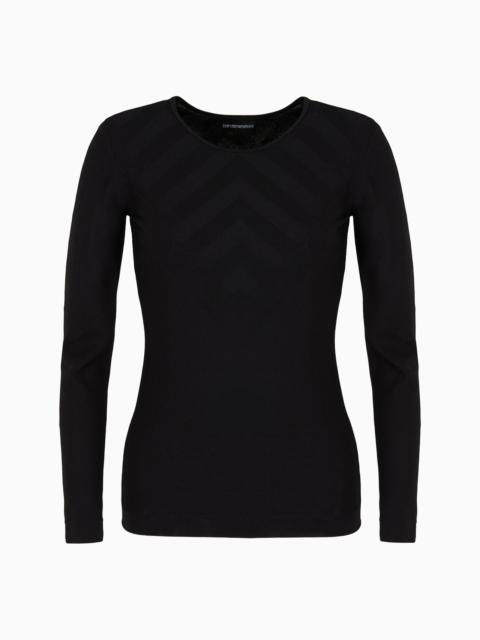 EMPORIO ARMANI Viscose blend jumper with ribbing and plated knit