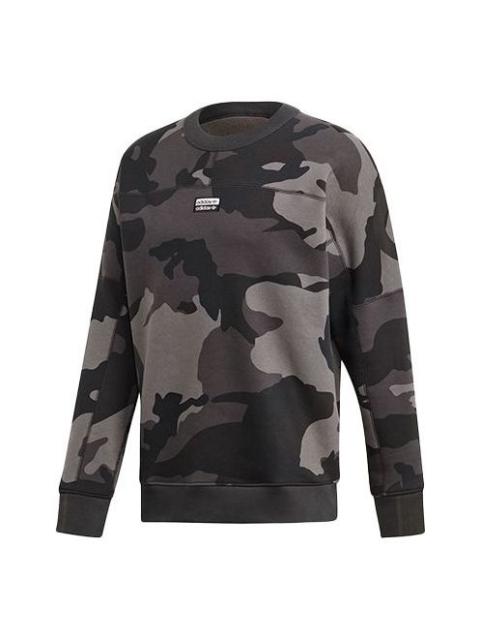 adidas originals R.Y.V. CAMO C Fleece Lined Stay Warm Casual Sports Pullover Gray ED7168