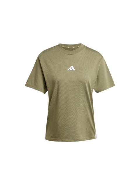 adidas adidas Women's Essentials 3-Stripes Cotton T-Shirt Olive Strata/White