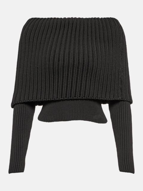 Alaïa Ribbed-knit off-shoulder sweater