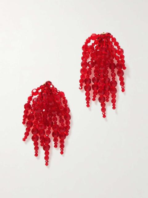 Simone Rocha Gold-tone crystal earrings Red