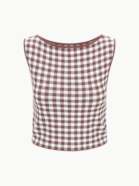 STAUD STAUD MONTGOMERY TOP DARK CHOCOLATE GINGHAM