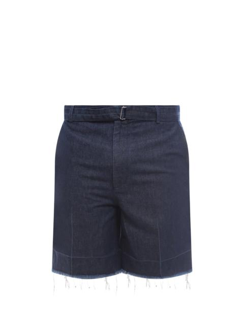 Denim bermuda shorts with belt at waist