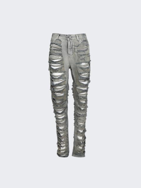Rick Owens DRKSHDW Shredded Detroit Cut Jeans Mineral Pearl