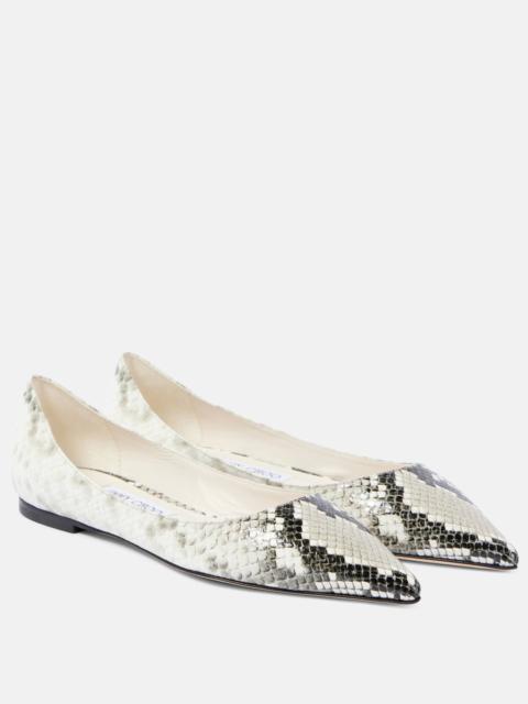 JIMMY CHOO Veda Ballerina Latte Nappa Leather Flat Ballerina
