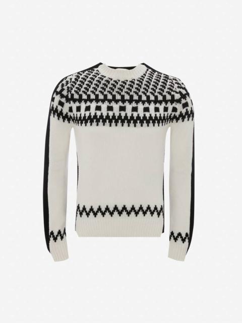 Alexander McQueen Men's Cashmere Fair Isle Inspired Jumper in Ivory/black