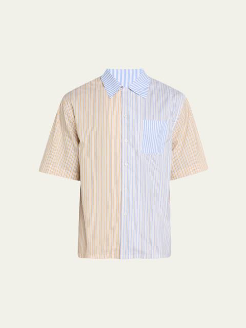 Marni Men's Mixed Stripe Poplin Bowling Shirt