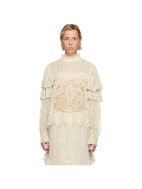 ANNA SUI Off-White Victorian Lace Blouse