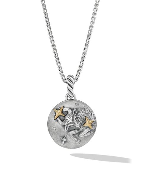 DAVID YURMAN Women's Amulet in Sterling Silver with 18K Yellow Gold and Diamonds, 19MM - Taurus