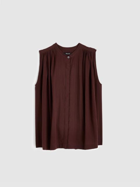 Madewell Shirred Button-Up Sleeveless Blouse