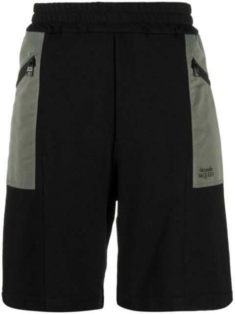 two-tone elasticated track shorts