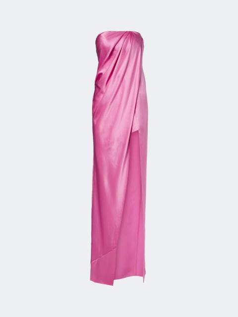 THE SEI Draped strapless silk satin gown