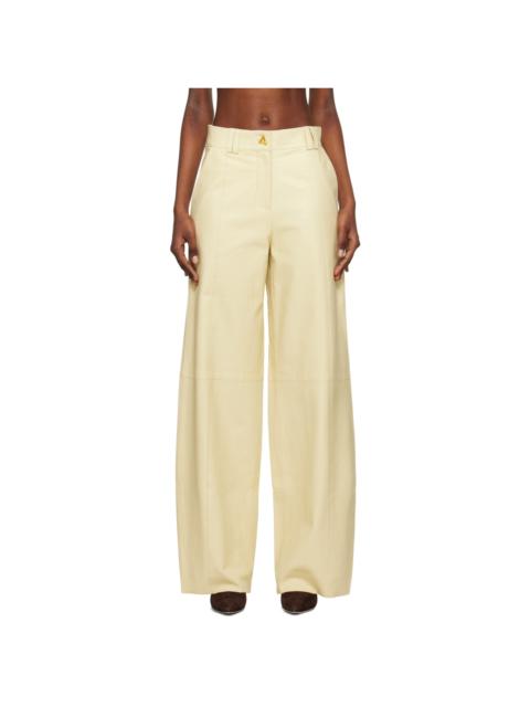 AERON Beige Bouquet Leather Pants