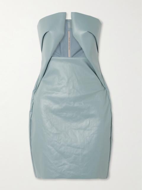 Rick Owens Strapless Cutout Coated-denim Mini Dress