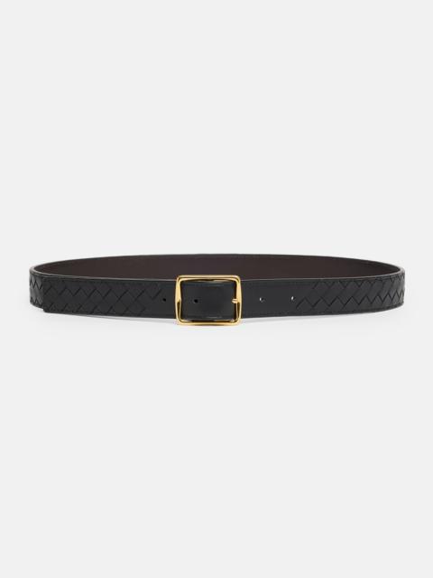 Bottega Veneta Reverso Intrecciato Calfskin Leather Belt