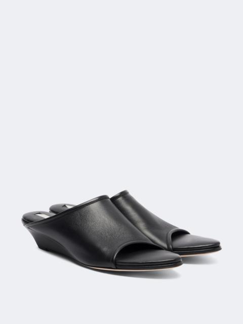 CHRISTEN Stretch leather wedge mules