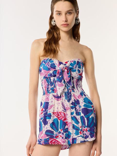 Poupette St Barth Short Jumpsuit Claudia - Blue Artistic Flower
