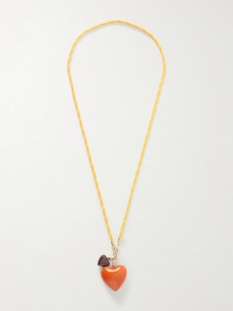 ROXANNE ASSOULIN The Mini Puffy Heart Gold-tone, Enamel And Cord Necklace