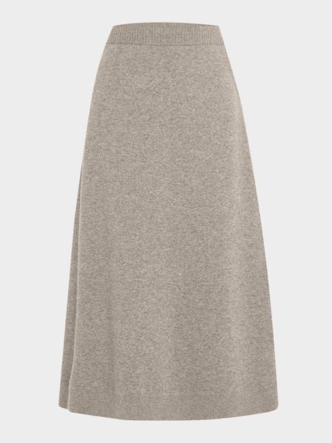 Brunello Cucinelli Cashmere Knit A-Line Midi Skirt