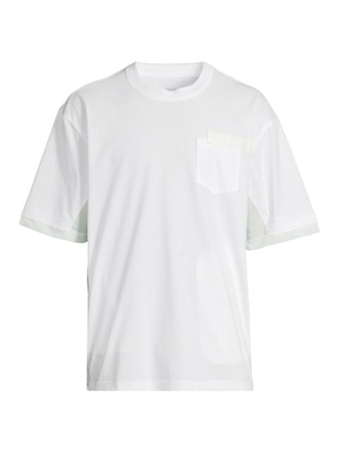 sacai Men's Cotton Mixed-Media T-Shirt - White