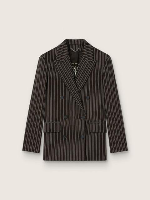 Golden Goose Women's double-breasted blazer in brown pinstripe wool