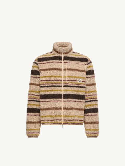 Moncler Striped Teddy Zip-Up Cardigan