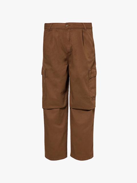 Cole flap-pocket wide-leg cotton twill trousers