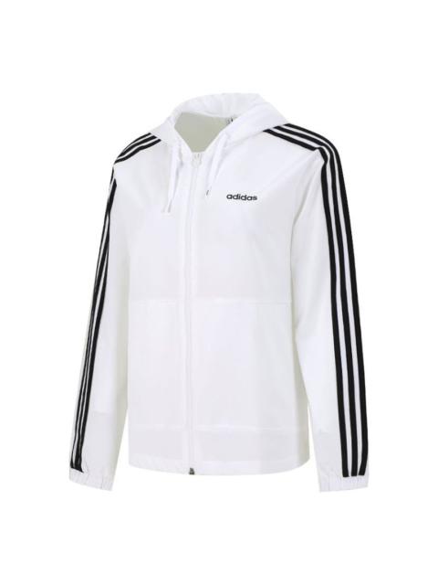 (WMNS) adidas neo Training Sports Stripe Loose Hooded Jacket White H36745