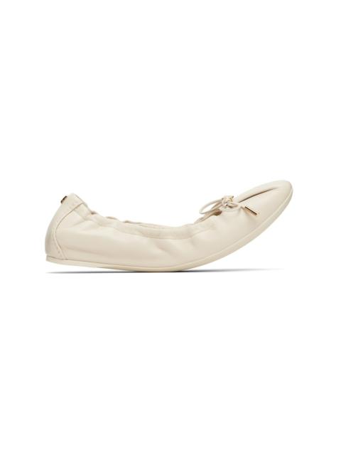 FERRAGAMO Off-White Elasticated Ballerina Flats