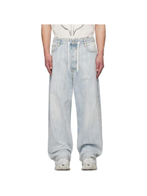 BALENCIAGA Blue Bleached Ring Baggy Jeans