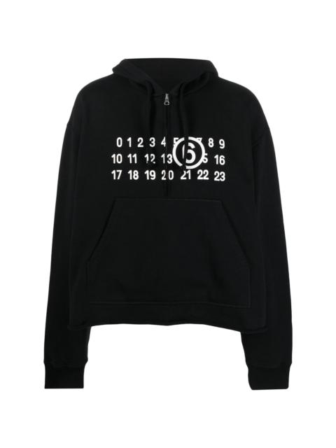 logo-print half-zip hoodie