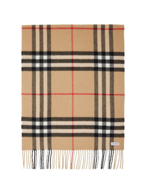Burberry Beige Wide Check Cashmere Scarf