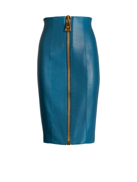 Balmain Zipped lambskin skirt