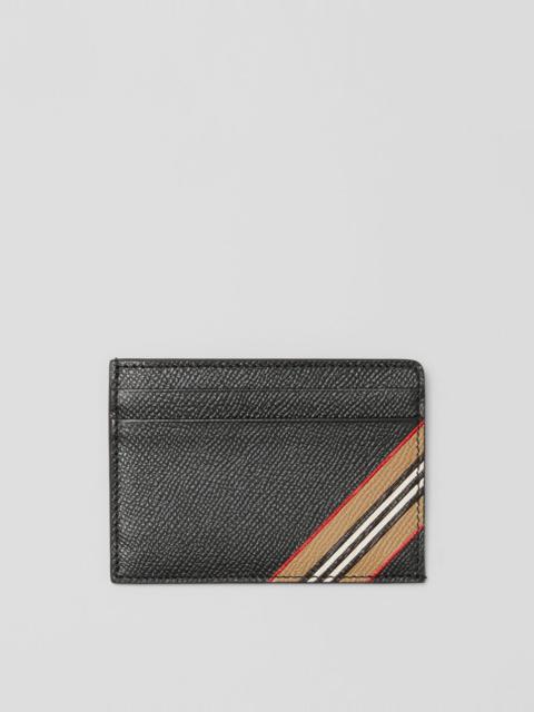 Burberry Icon Stripe Print Grainy Leather Card Case