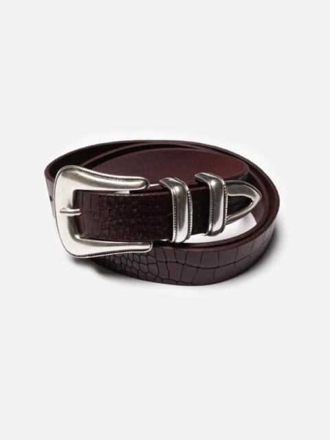 Nudie Jeans Western Faux Croco Silver Belt Burgundy