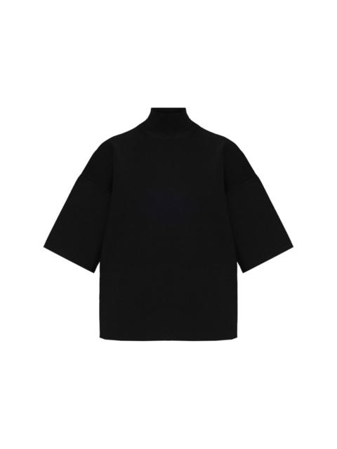 high-neck T-shirt