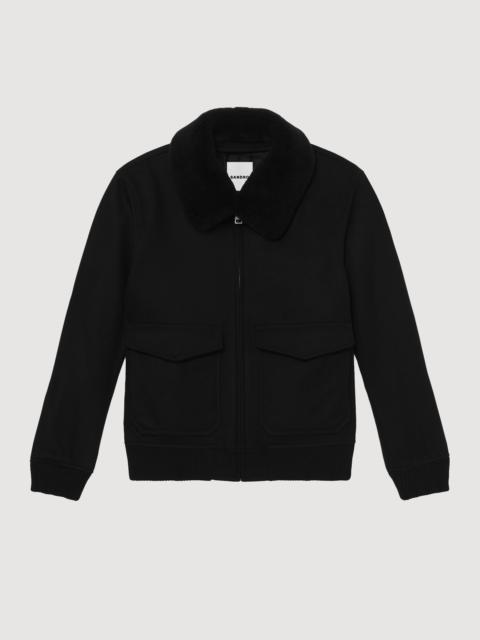 Sandro Aviator jacket with sheepskin collar