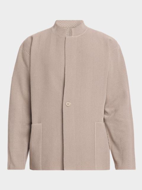 ISSEY MIYAKE Men & apos;s Herringbone Knit Stand-Collar Jacket