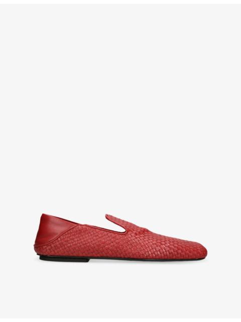 Bottega Veneta Adamo Intrecciato-Weave Leather Loafers