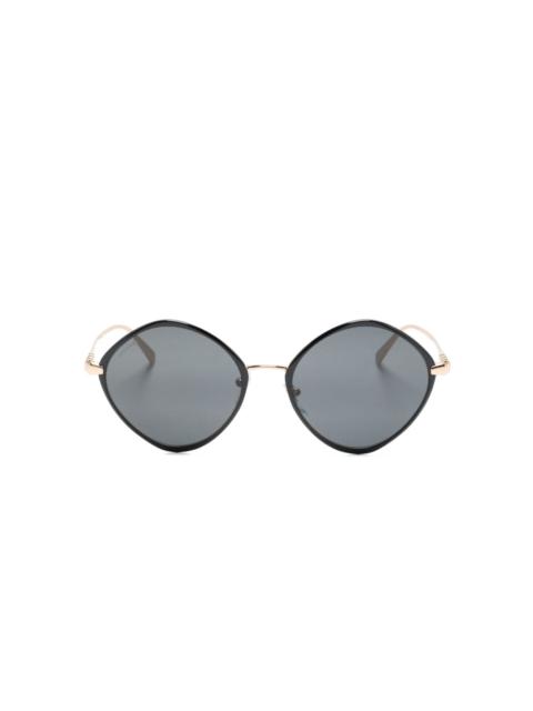 BVLGARI engraved-logo geometric-frame sunglasses