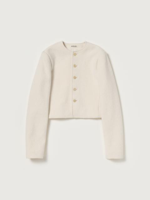 AURALEE HEAVILY FULLED WOOL COTTON COLLARLESS JACKET