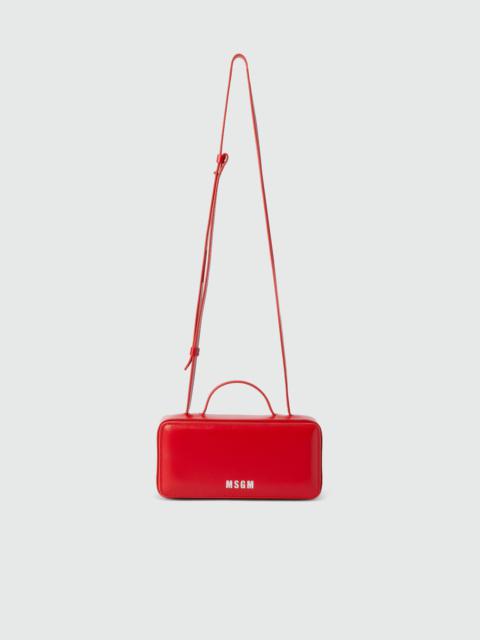 MSGM Small red shiny leather baguette bag