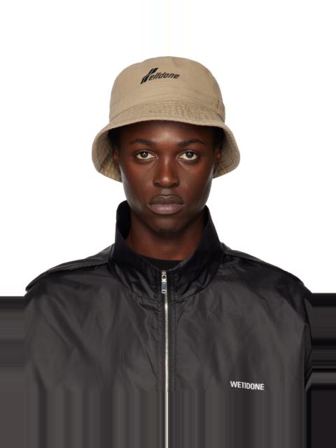 We11done Beige Washed WD Logo Bucket Hat