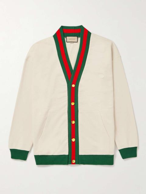 GUCCI Logo-Appliquéd Striped Cotton-Jersey Cardigan
